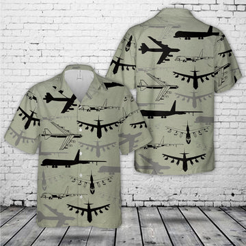 Air Force Hawaiian Shirt, US Air Force Boeing B-52 Stratofortress Silhouette Hawaiian Shirt, Air Force Aloha Shirt