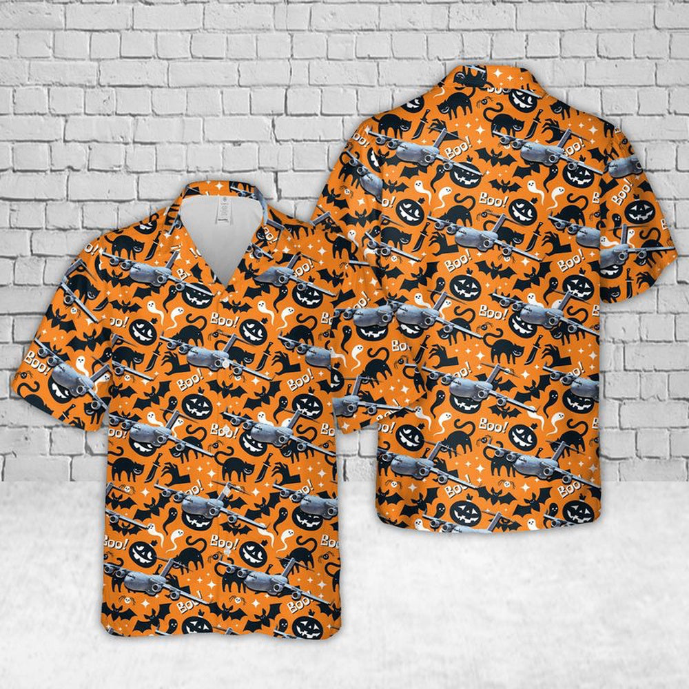 Air Force Hawaiian Shirt, US Air Force Boeing C-17 Globemaster III Halloween Hawaiian Shirt, Air Force Aloha Shirt