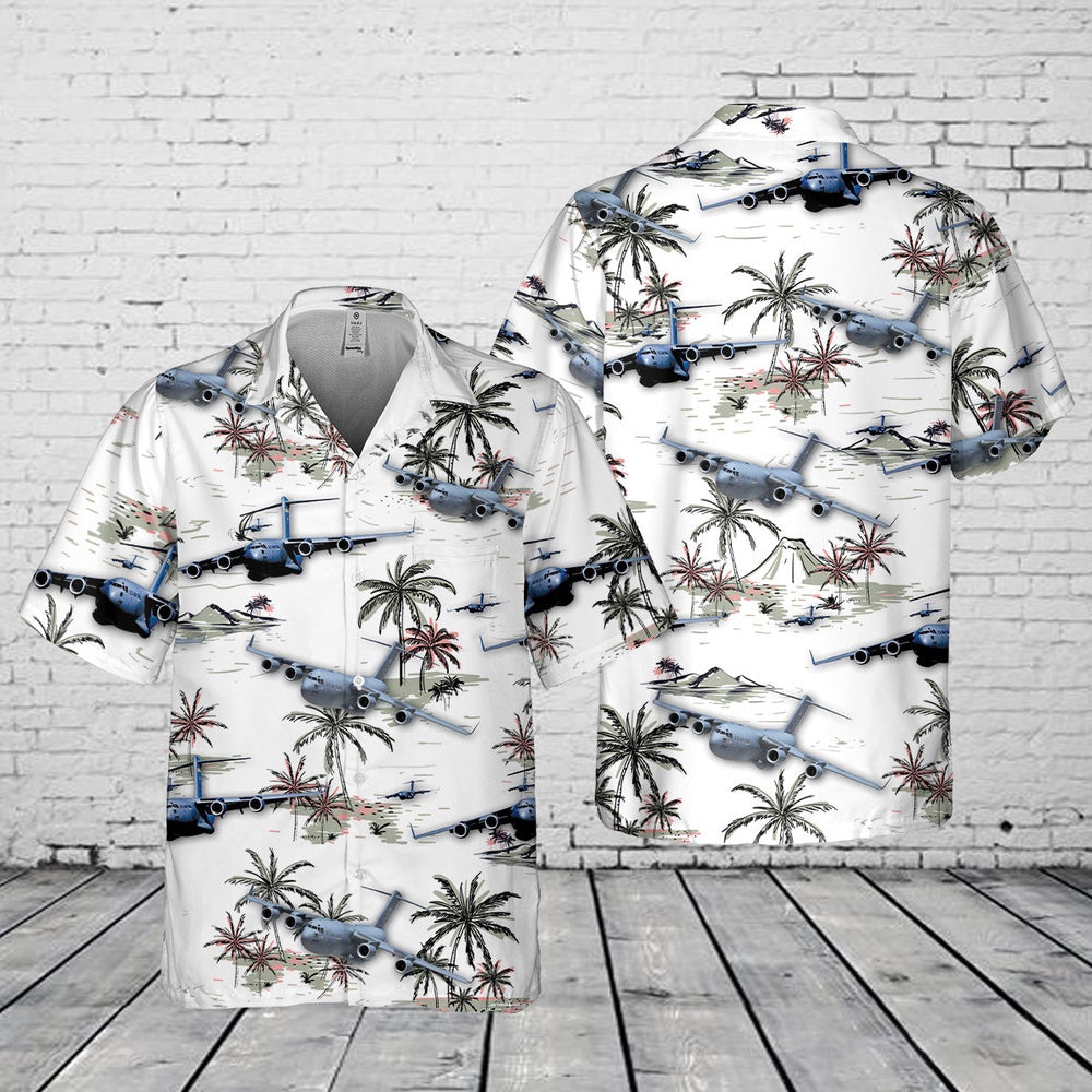 Air Force Hawaiian Shirt, US Air Force Boeing C-17 Globemaster III Pocket Hawaiian Shirt, Air Force Aloha Shirt