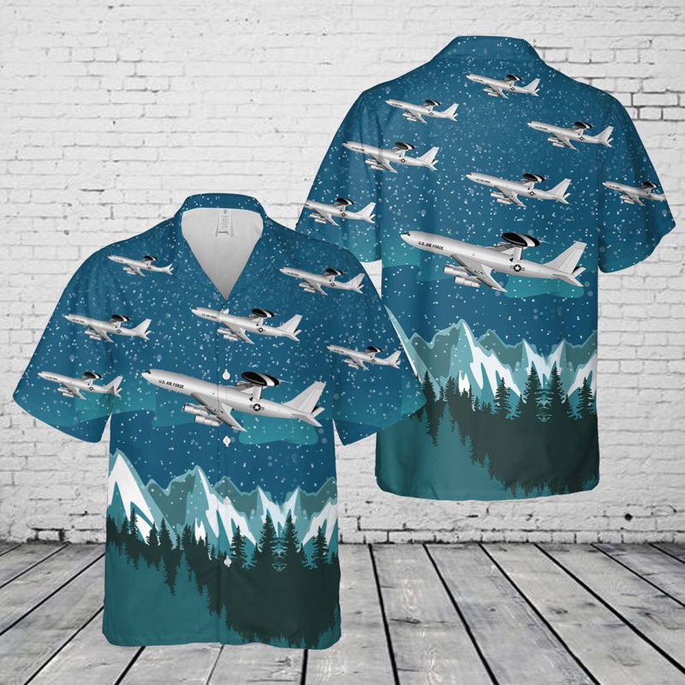 Air Force Hawaiian Shirt, US Air Force Boeing E-3 Sentry Hawaiian Shirt, Air Force Aloha Shirt