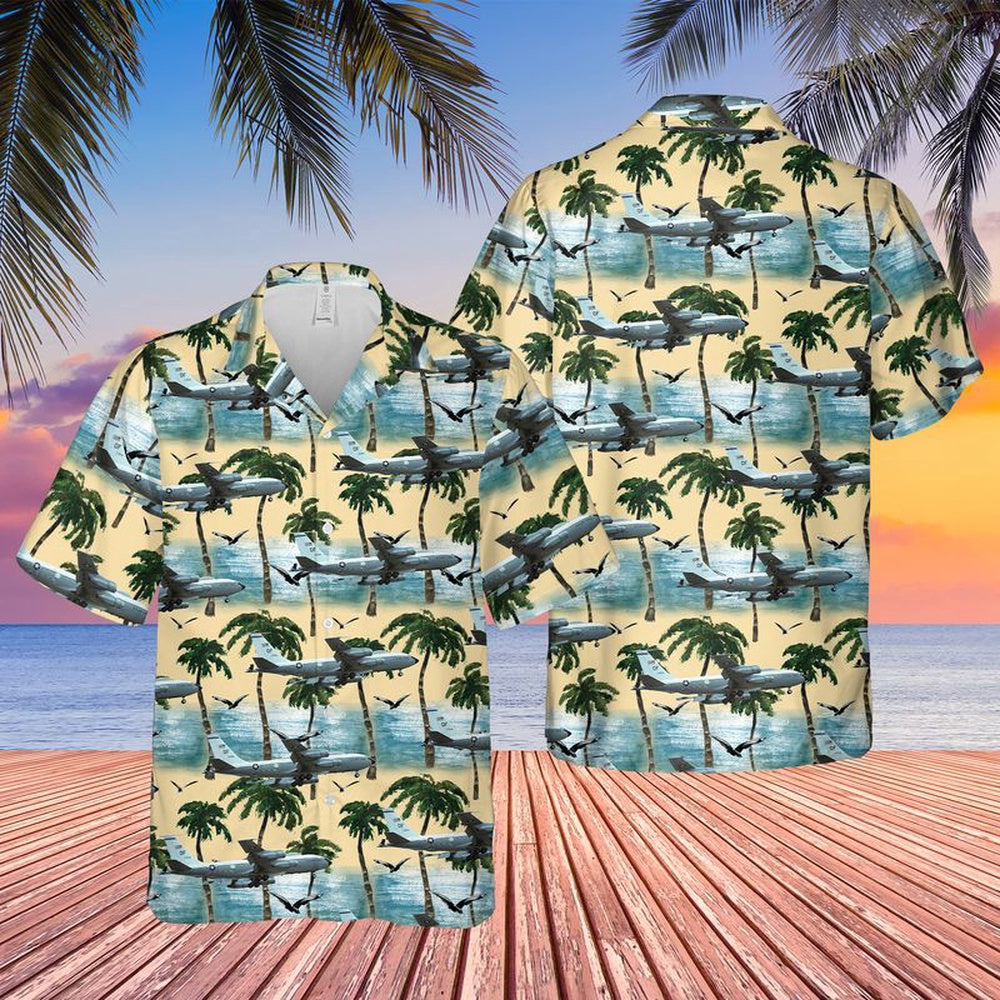 Air Force Hawaiian Shirt, US Air Force Boeing EC-135 Looking Glass Hawaiian Shirt, Air Force Aloha Shirt