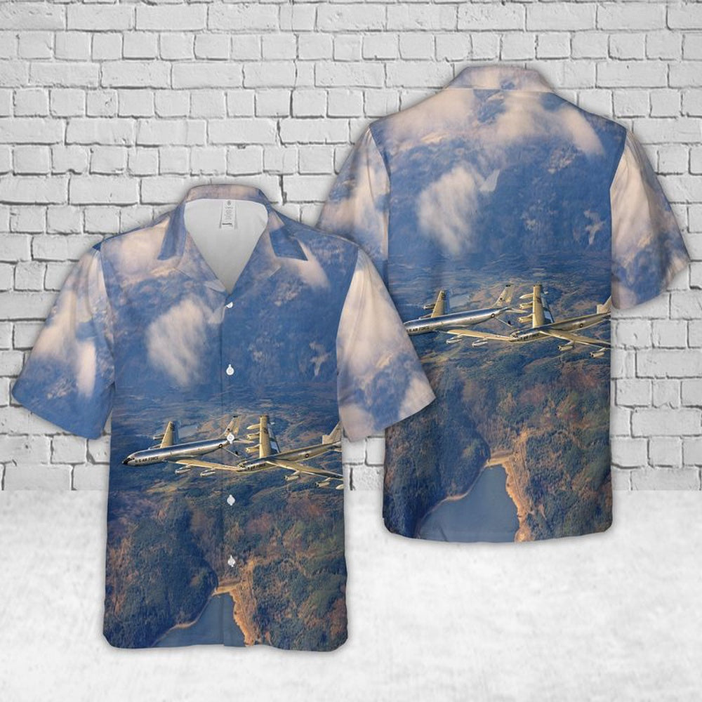 Air Force Hawaiian Shirt, US Air Force Boeing KC-135A Stratotanker refuels a Boeing B-52E Stratofortress Hawaiian Shirt, Air Force Aloha Shirt