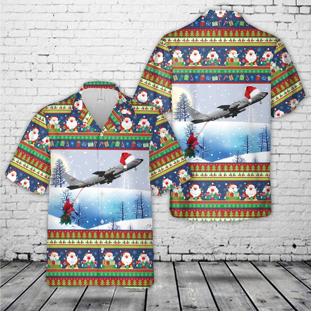 Air Force Hawaiian Shirt, US Air Force Boeing KC-135 Stratotanker Christmas Hawaiian Shirt, Air Force Aloha Shirt