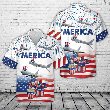Air Force Hawaiian Shirt, US Air Force Boeing KC-46 Pegasus, 4th Of July Hawaiian Shirt, Air Force Aloha Shirt
