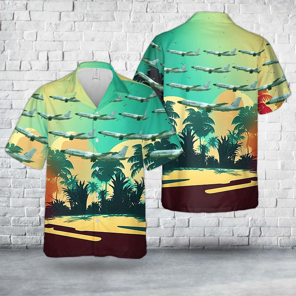 Air Force Hawaiian Shirt, US Air Force Boeing RC-135D Office Boy  Rivet Brass Hawaiian Shirt, Air Force Aloha Shirt