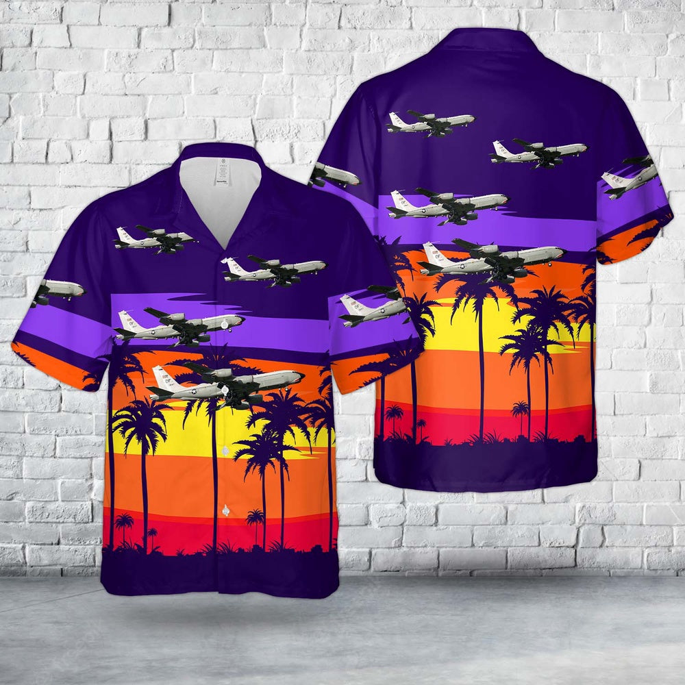 Air Force Hawaiian Shirt, US Air Force Boeing RC-135U Combat Sent 64-14847 Hawaiian Shirt, Air Force Aloha Shirt
