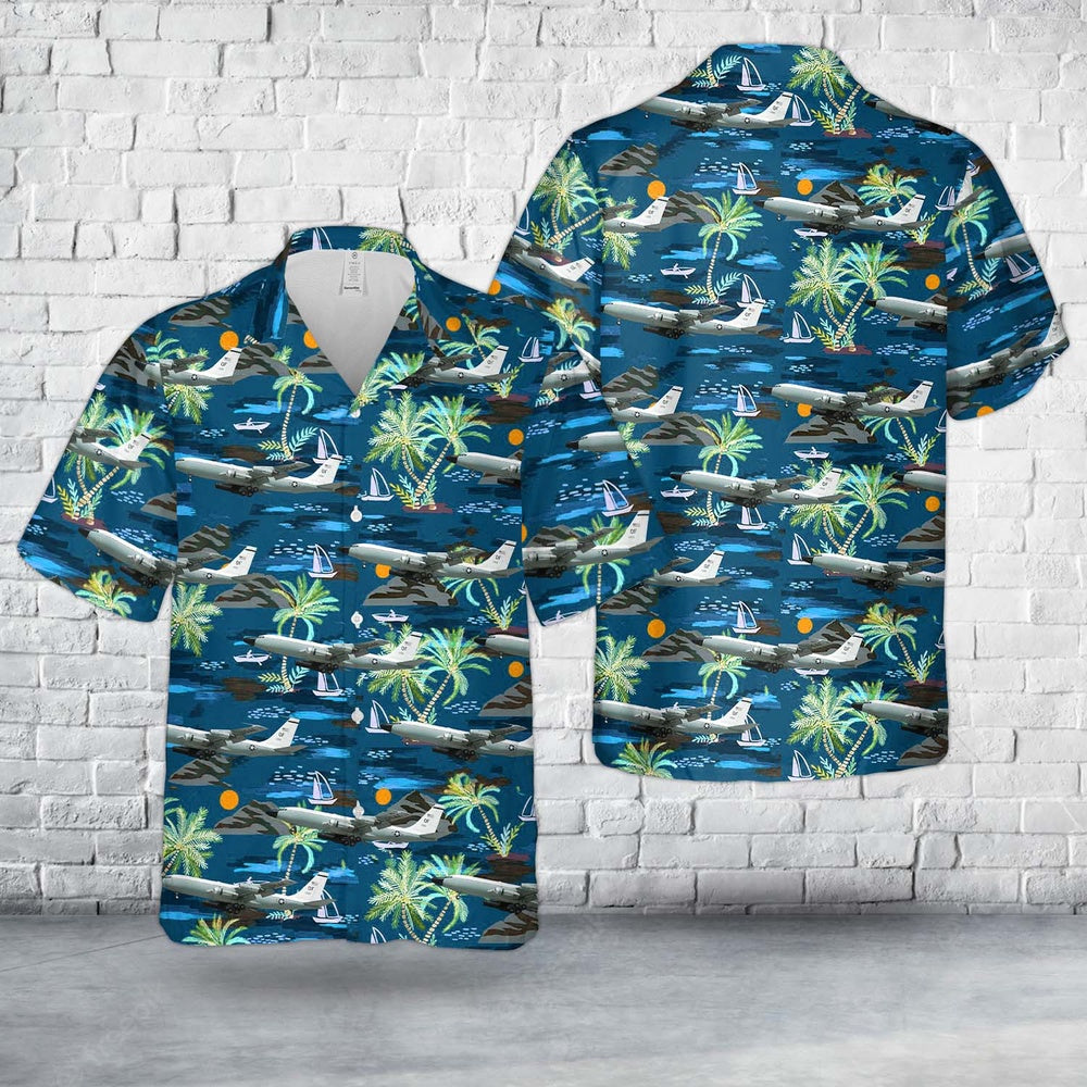 Air Force Hawaiian Shirt, US Air Force Boeing TC-135S (717-158) Hawaiian Shirt, Air Force Aloha Shirt