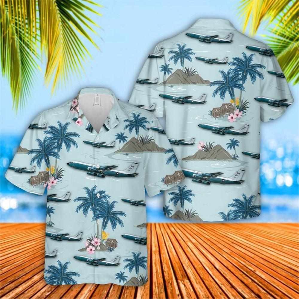 Air Force Hawaiian Shirt, US Air Force Boeing WC-135 Constant Phoenix Hawaiian Shirt, Air Force Aloha Shirt