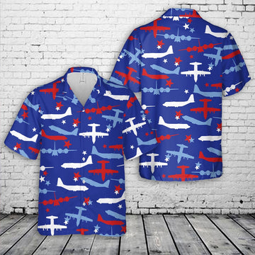 Air Force Hawaiian Shirt, US Air Force C-130 Hercules, 4th of July Seamless Hawaiian Shirt, Air Force Aloha Shirt