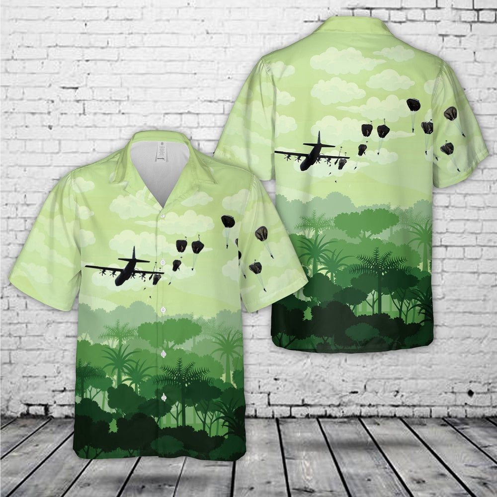 Air Force Hawaiian Shirt, US Air Force C-130 Hercules drops on 70th anniversary of D-Day Hawaiian Shirt, Air Force Aloha Shirt