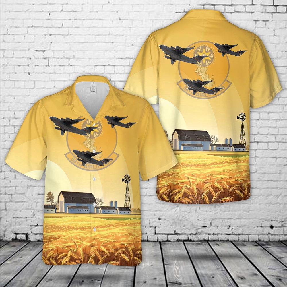 Air Force Hawaiian Shirt, US Air Force C-17 Globemaster III 58th Airlift Squadron Hawaiian Shirt, Air Force Aloha Shirt