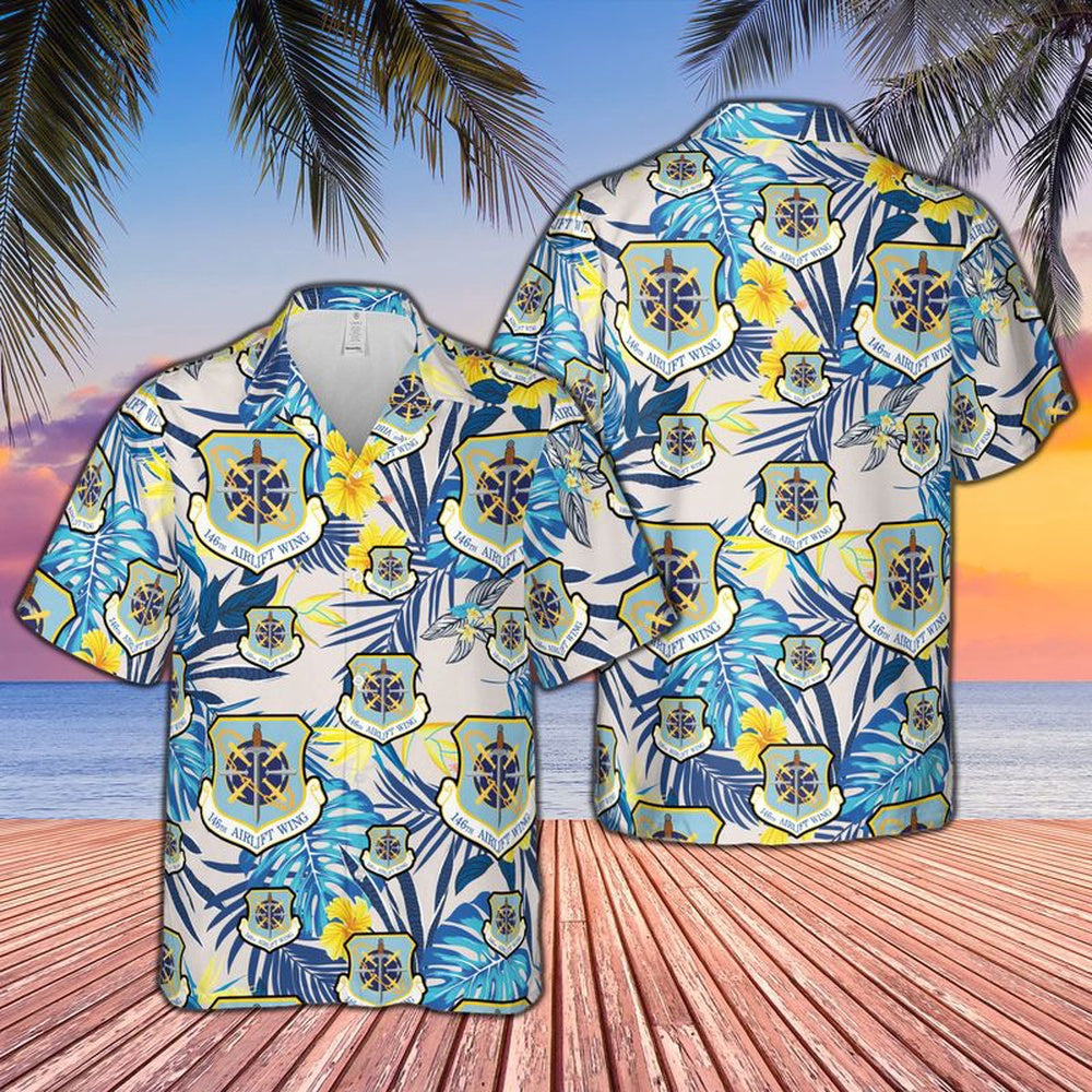 Air Force Hawaiian Shirt, US Air Force California Air National Guard, 146th Airlift Wing Hollywood Guard Hawaiian Shirt, Air Force Aloha Shirt