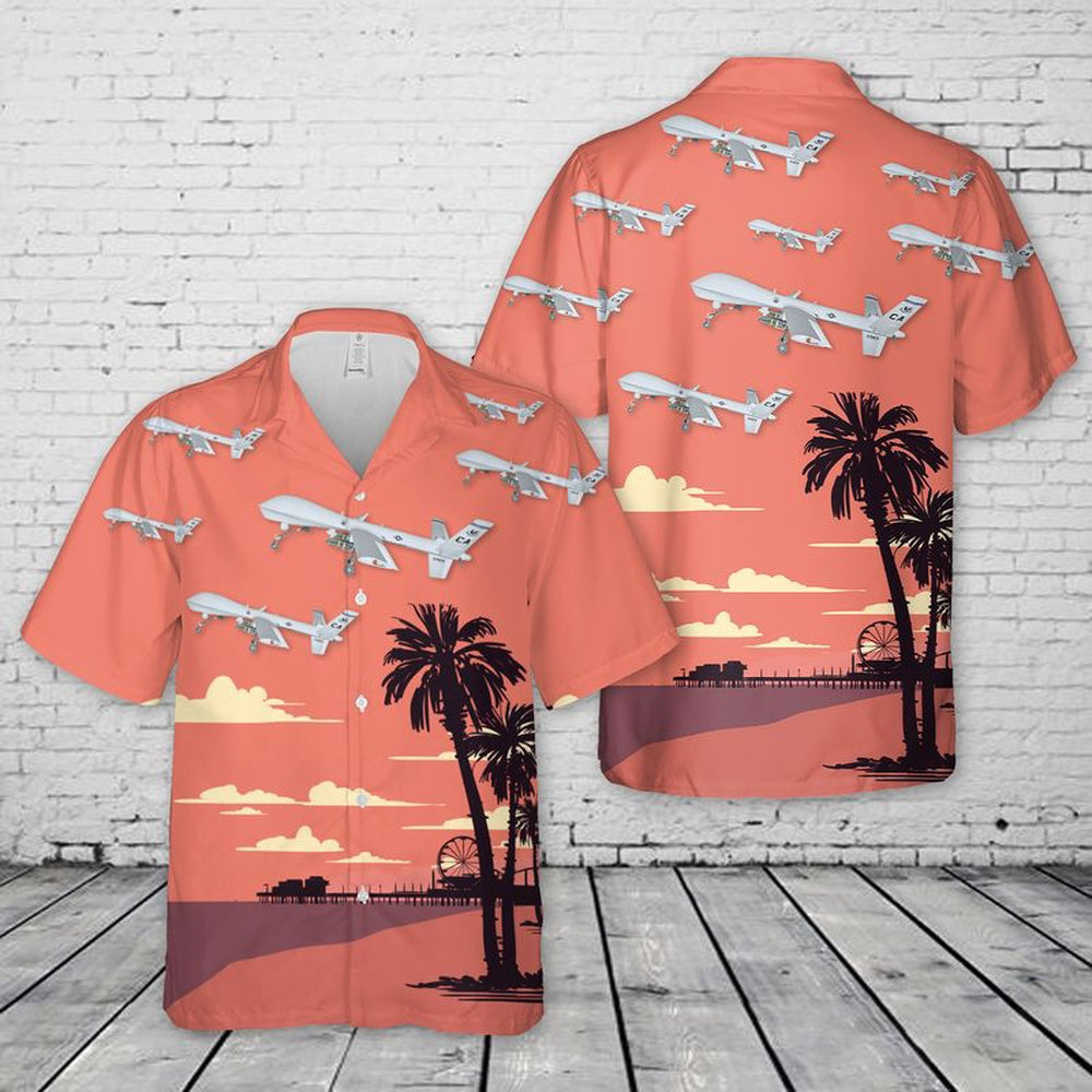Air Force Hawaiian Shirt, US Air Force California Air National Guard 163d Attack Wing MQ-9 Reaper Hawaiian Shirt, Air Force Aloha Shirt