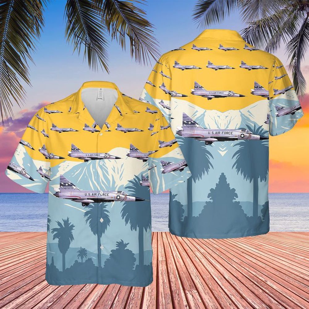 Air Force Hawaiian Shirt, US Air Force California Air National Guard 196th FIS Convair F-102A Delta Dagger Hawaiian Shirt, Air Force Aloha Shirt