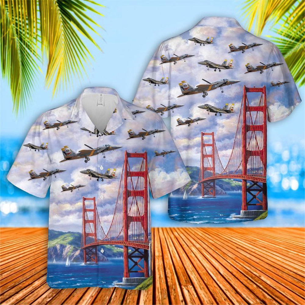 Air Force Hawaiian Shirt, US Air Force California Air National Guard F-15 Eagle Hawaiian Shirt, Air Force Aloha Shirt