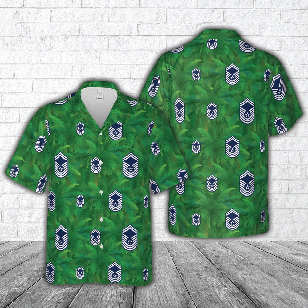 Air Force Hawaiian Shirt, US Air Force Chief Master Sergeant 1967-1991 insignia Hawaiian Shirt, Air Force Aloha Shirt