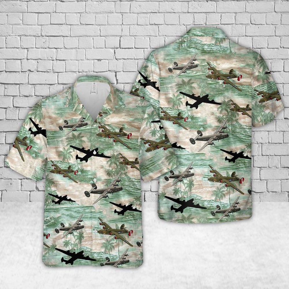 Air Force Hawaiian Shirt, US Air Force Consolidated B-24 Liberator In WW2 Hawaiian Shirt, Air Force Aloha Shirt