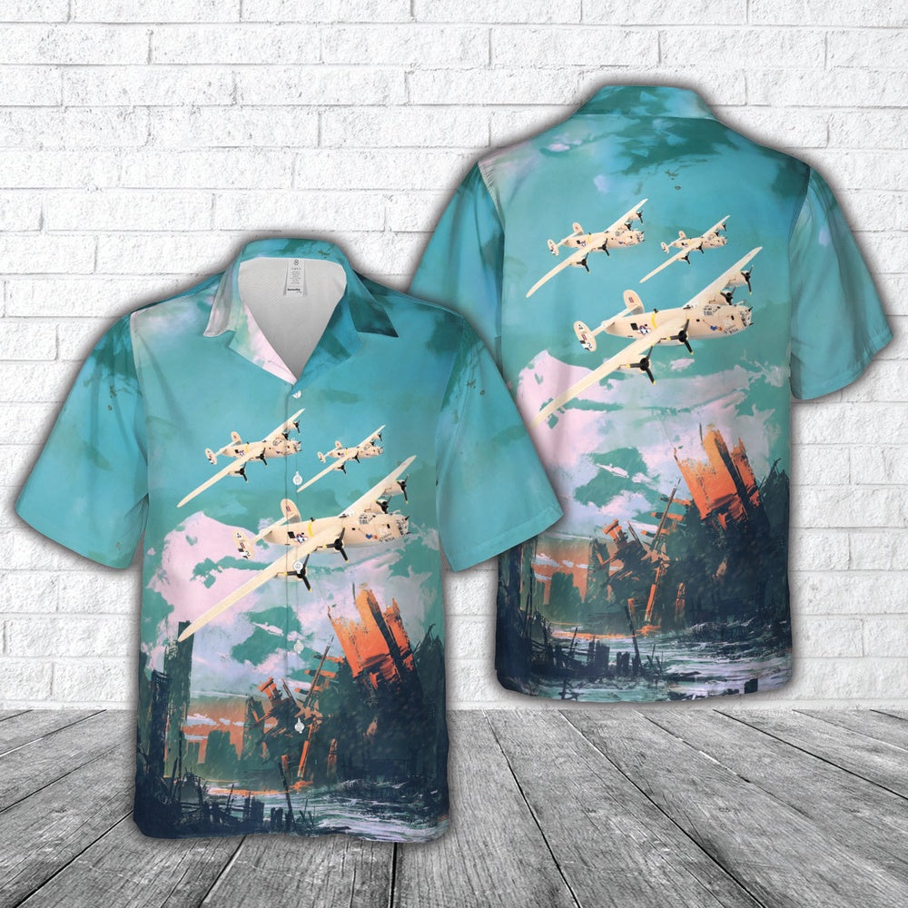 Air Force Hawaiian Shirt, US Air Force Consolidated B-24 Liberator 'Strawberry Bitch' Hawaiian Shirt, Air Force Aloha Shirt