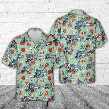 Air Force Hawaiian Shirt, US Air Force Convair B-58 Hustler Christmas Seamless Hawaiian Shirt, Air Force Aloha Shirt