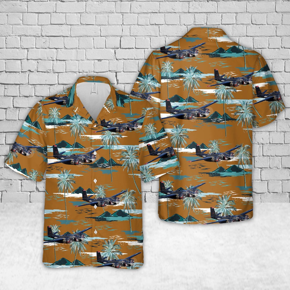 Air Force Hawaiian Shirt, US Air Force Douglas A-26 Invader In WWII Hawaiian Shirt, Air Force Aloha Shirt