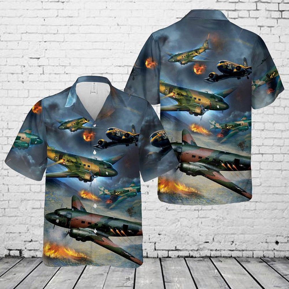 Air Force Hawaiian Shirt, US Air Force Douglas AC-47 Spooky Hawaiian Shirt, Air Force Aloha Shirt