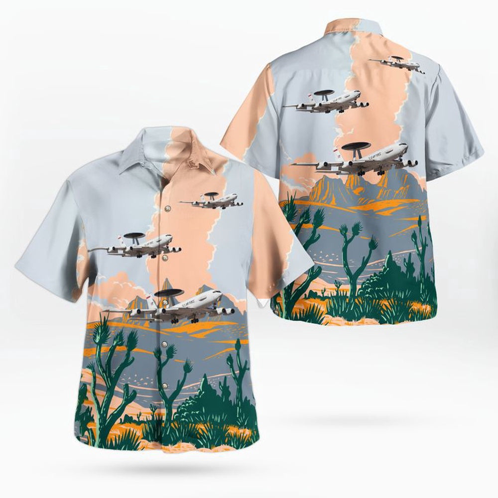 Air Force Hawaiian Shirt, US Air Force E-3 AWACS Hawaiian Shirt, Air Force Aloha Shirt