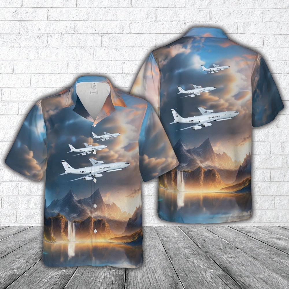 Air Force Hawaiian Shirt, US Air Force E-8C Joint STARS Hawaiian Shirt, Air Force Aloha Shirt