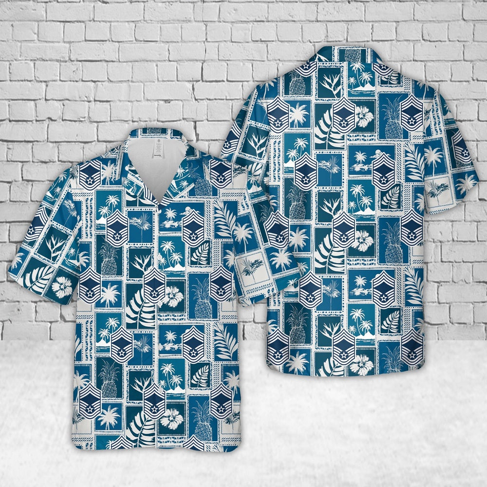 Air Force Hawaiian Shirt, US Air Force E9a Chief Master Sergeant insignia (1994-present) Hawaiian Shirt, Air Force Aloha Shirt