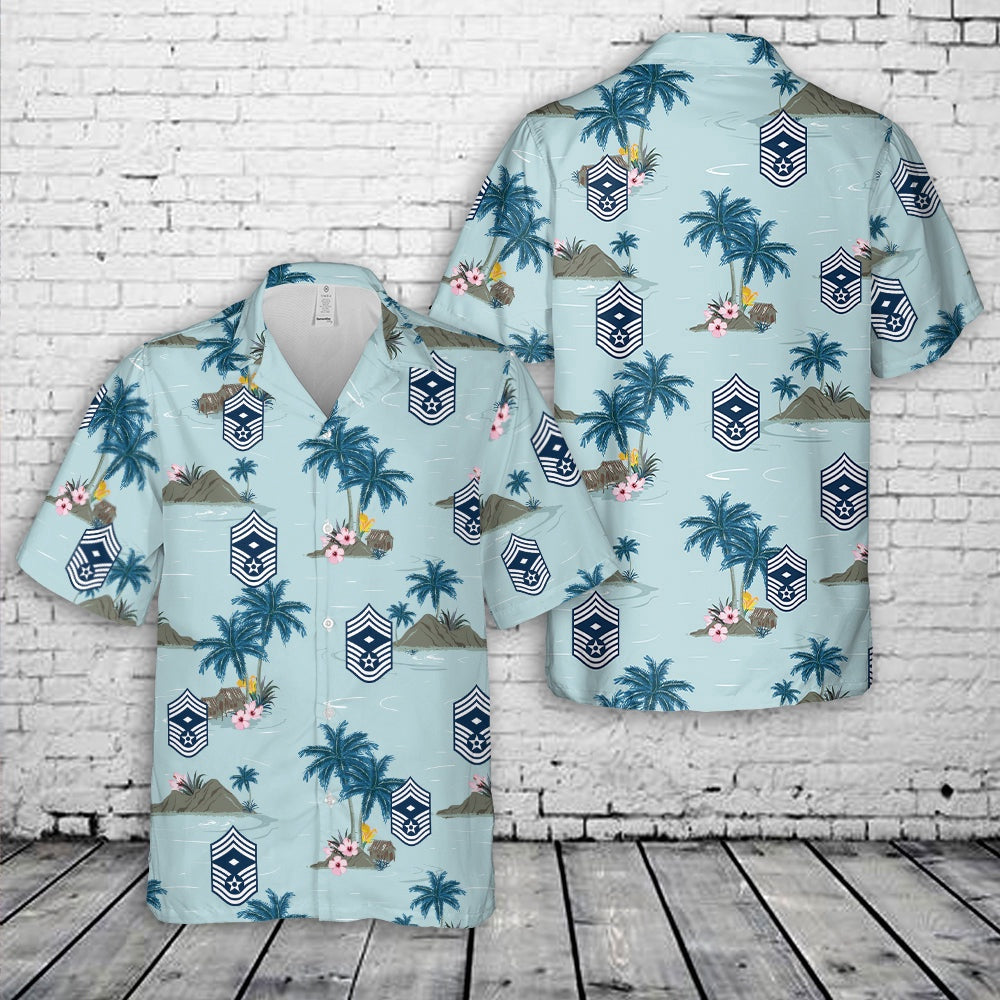 Air Force Hawaiian Shirt, US Air Force E9b Insignia of a chief master sergeant serving as first sergeant Hawaiian Shirt, Air Force Aloha Shirt