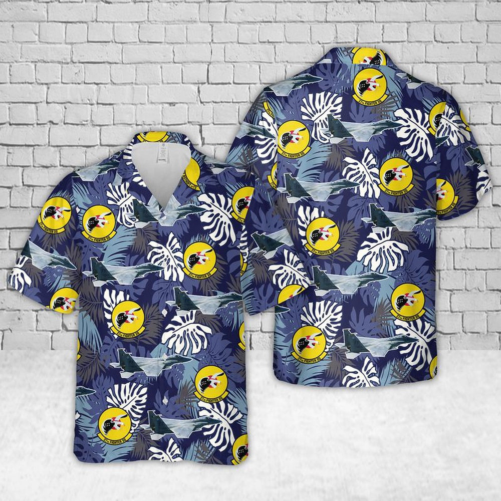 Air Force Hawaiian Shirt, US Air Force F-15 Eagle Of 27th Fighter Squadron Fighting Eagles Hawaiian Shirt, Air Force Aloha Shirt