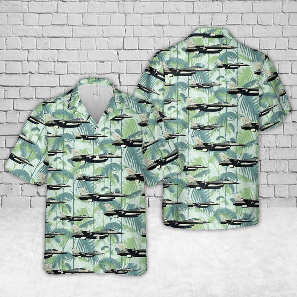 Air Force Hawaiian Shirt, US Air Force F-16CJ Fighting Falcon Minnesota Air National Guard Hawaiian Shirt, Air Force Aloha Shirt