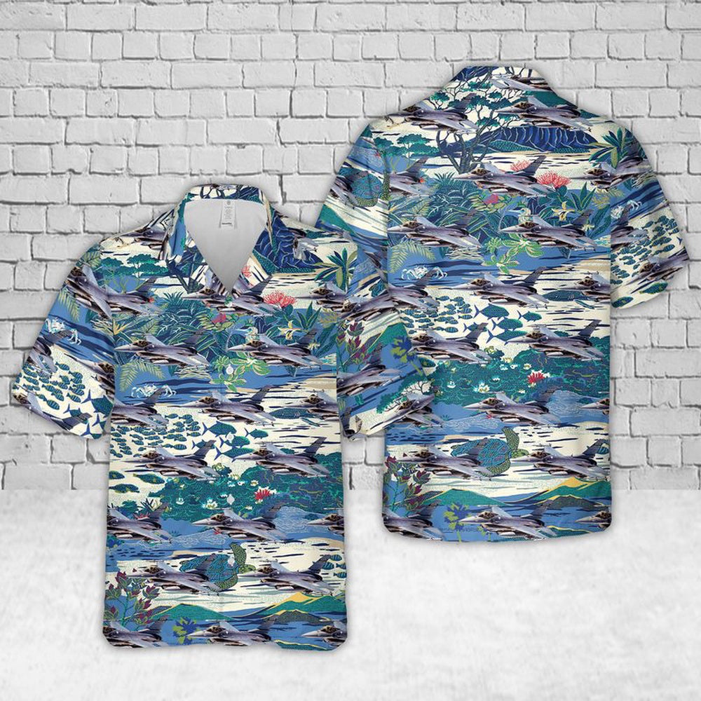 Air Force Hawaiian Shirt, US Air Force F-16C Fighting Falcon South Carolina Air National Guard Hawaiian Shirt, Air Force Aloha Shirt