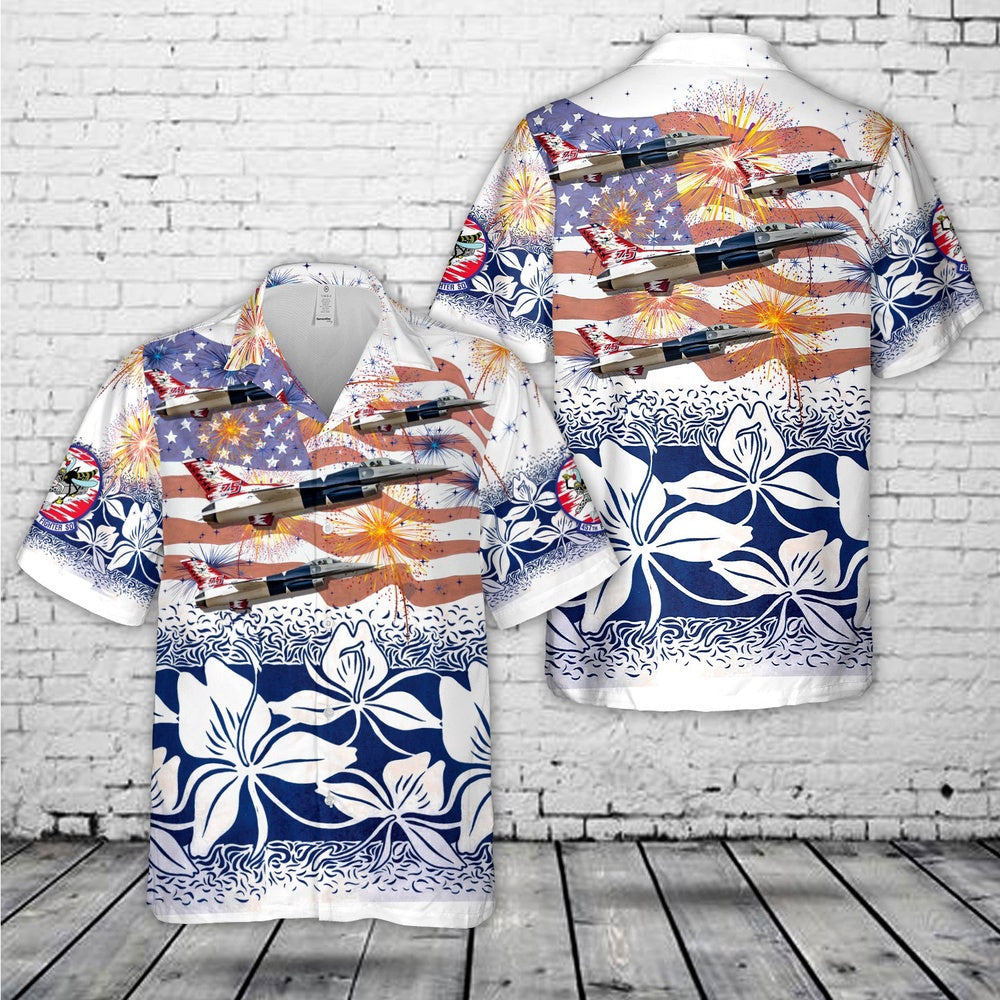Air Force Hawaiian Shirt, US Air Force F-16 Fighting Falcon 457th Fighter Squadron, 4th Of July Hawaiian Shirt, Air Force Aloha Shirt