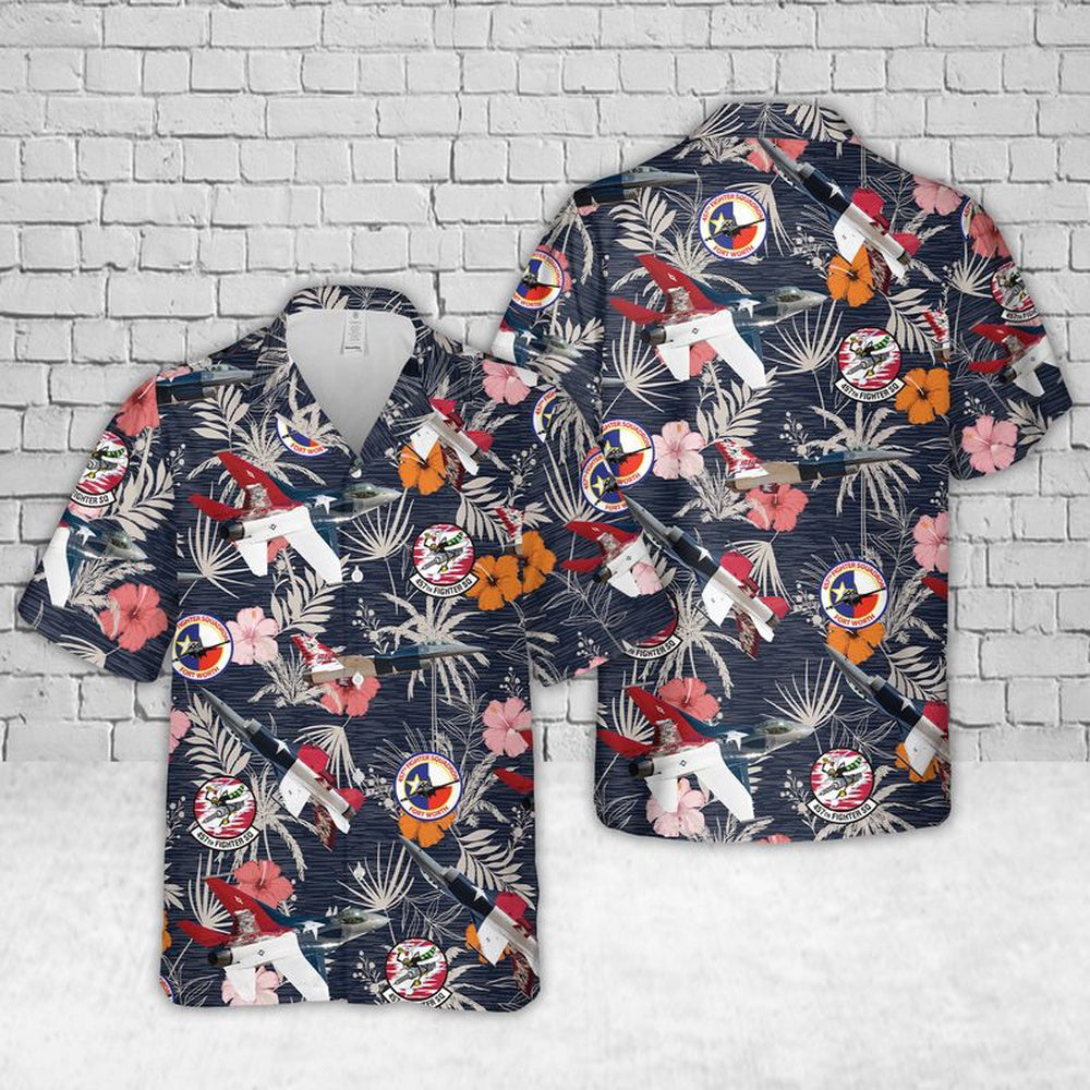 Air Force Hawaiian Shirt, US Air Force F-16 Fighting Falcon 457th Fighter Squadron Hawaiian Shirt, Air Force Aloha Shirt