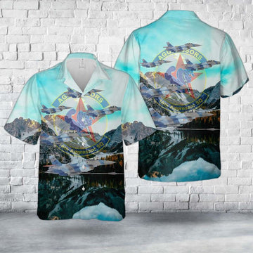 Air Force Hawaiian Shirt, US Air Force F-16 Fighting Falcon Of 18th Aggressor Squadron Blue Foxes Hawaiian Shirt, Air Force Aloha Shirt