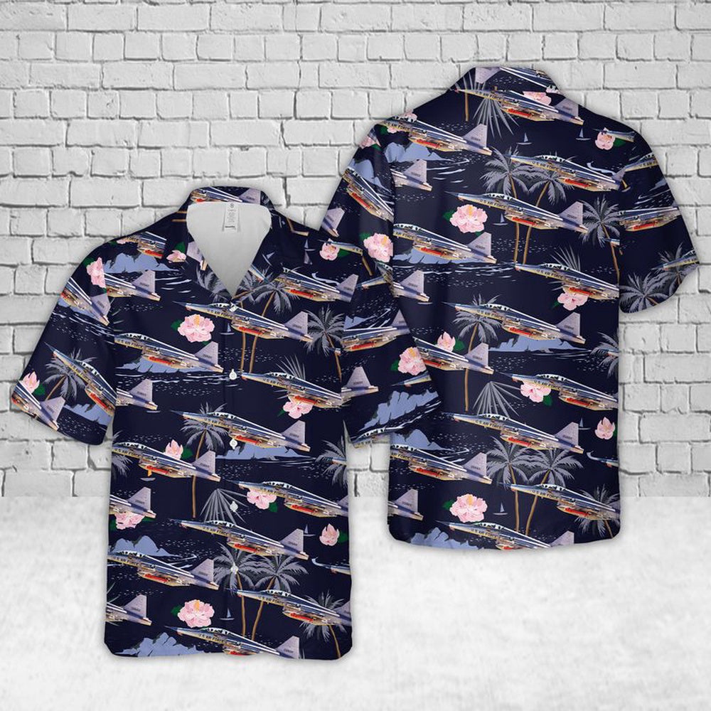 Air Force Hawaiian Shirt, US Air Force F-5F with AIM-9J Sidewinder, AGM-65 Maverick Hawaiian Shirt, Air Force Aloha Shirt