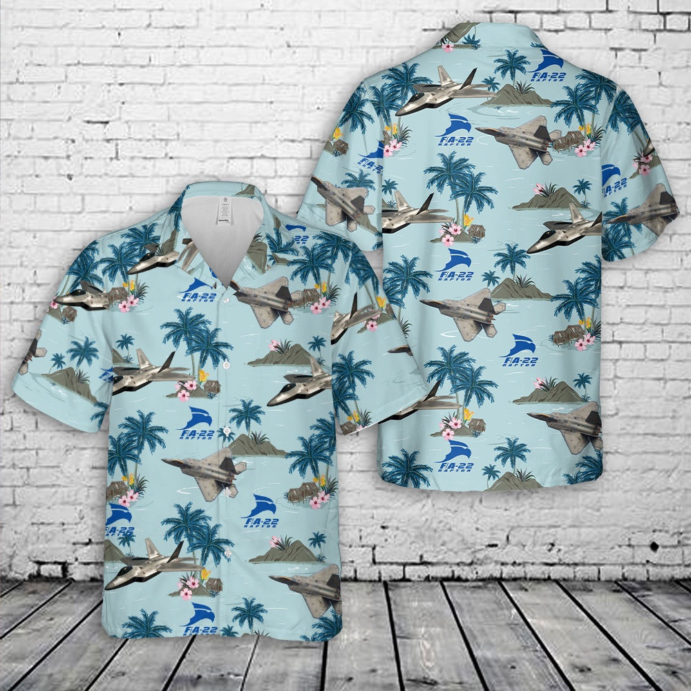Air Force Hawaiian Shirt, US Air Force FA-22 Raptor Military Fighter Jet Hawaiian Shirt, Air Force Aloha Shirt