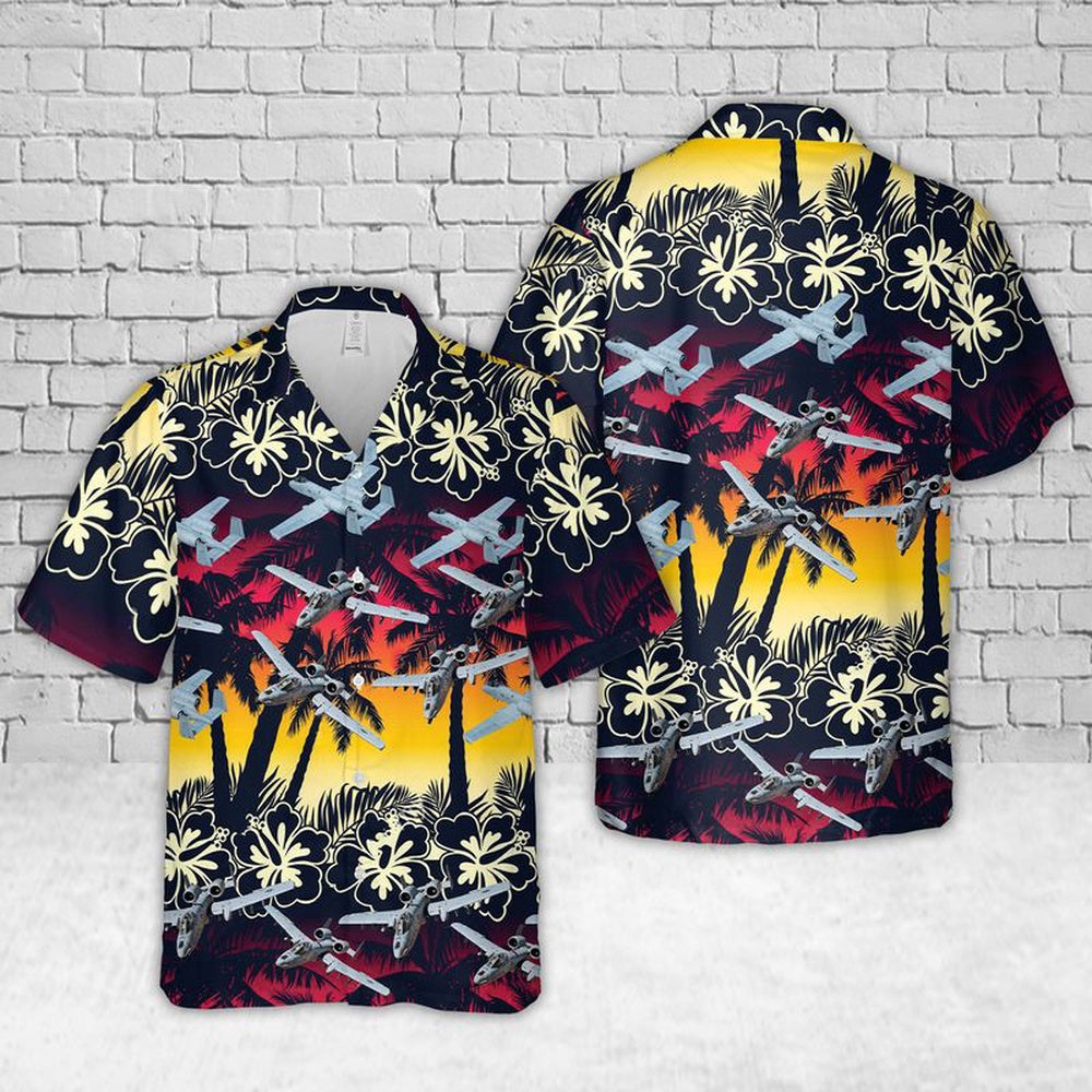 Air Force Hawaiian Shirt, US Air Force Fairchild Republic A-10 Thunderbolt II Hawaiian Shirt, Air Force Aloha Shirt