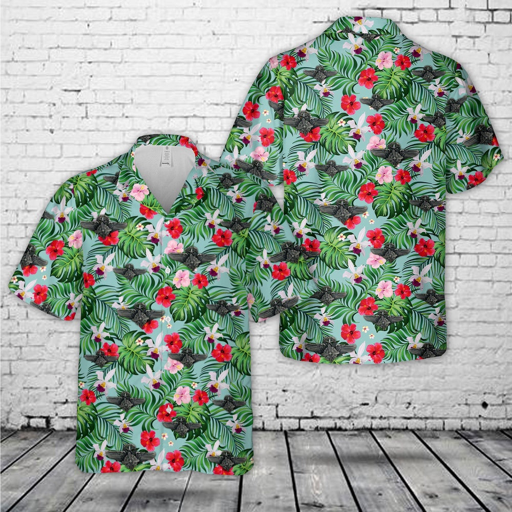 Air Force Hawaiian Shirt, US Air Force Flight Engineer Wings (Master) Hawaiian Shirt, Air Force Aloha Shirt
