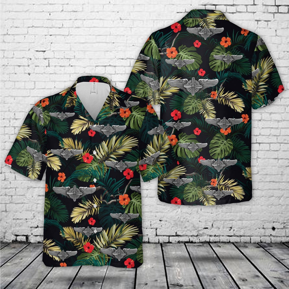 Air Force Hawaiian Shirt, US Air Force Flight Engineer Wings (basic) Hawaiian Shirt, Air Force Aloha Shirt
