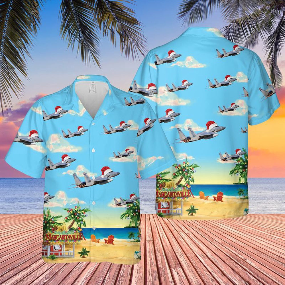 Air Force Hawaiian Shirt, US Air Force Florida Air National Guard F-15 Eagle Christmas Hawaiian Shirt, Air Force Aloha Shirt