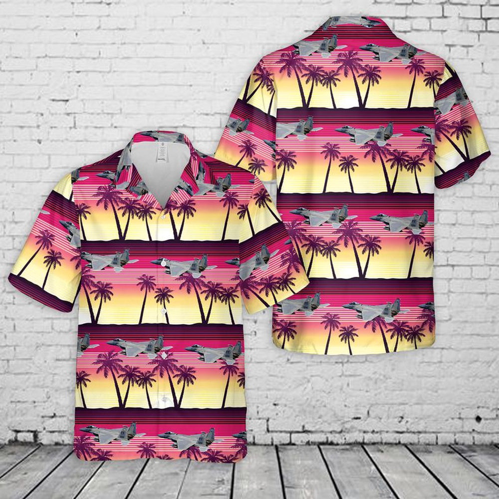 Air Force Hawaiian Shirt, US Air Force Florida Air National Guard F-15 Eagle Hawaiian Shirt, Air Force Aloha Shirt