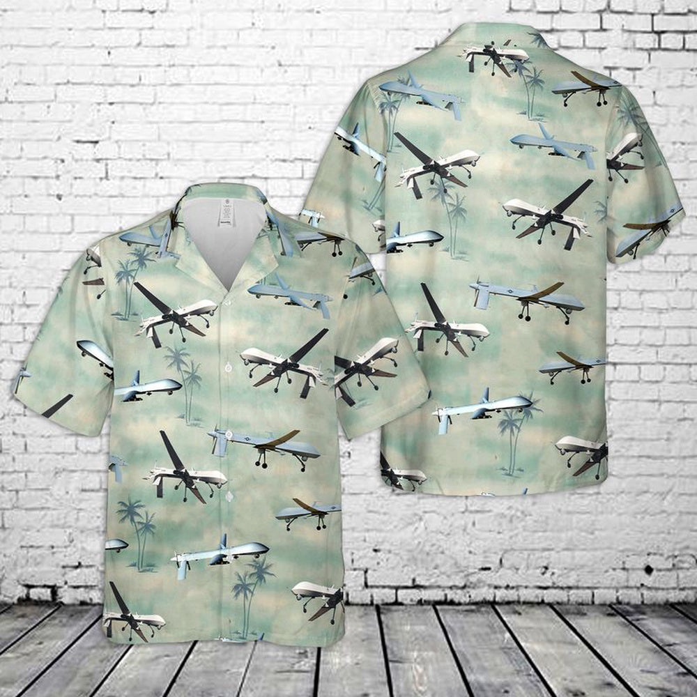 Air Force Hawaiian Shirt, US Air Force General Atomics MQ-1 Predator Hawaiian Shirt, Air Force Aloha Shirt