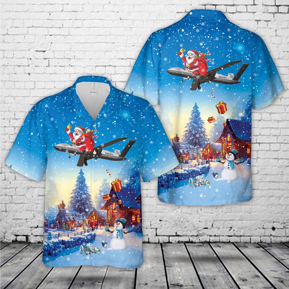 Air Force Hawaiian Shirt, US Air Force General Atomics MQ-20 Avenger Skyborg Christmas Hawaiian Shirt, Air Force Aloha Shirt