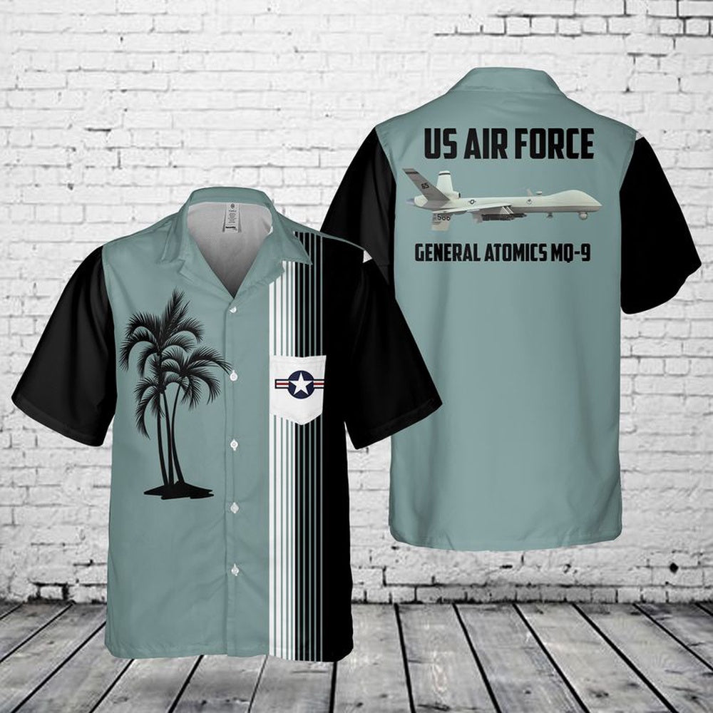 Air Force Hawaiian Shirt, US Air Force General Atomics MQ-9 Reaper Pocket Hawaiian Shirt, Air Force Aloha Shirt