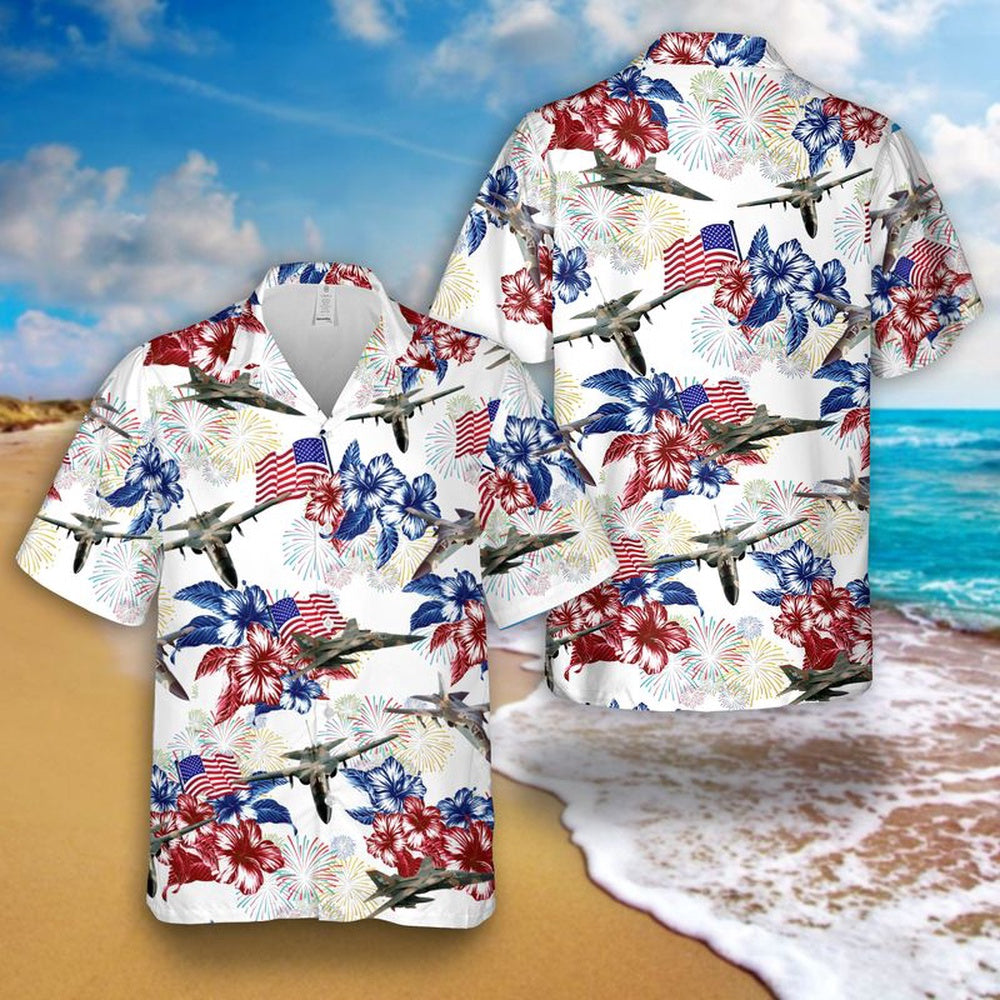 Air Force Hawaiian Shirt, US Air Force General Dynamics F-111 Aardvark 4th Of July Hawaiian Shirt, Air Force Aloha Shirt