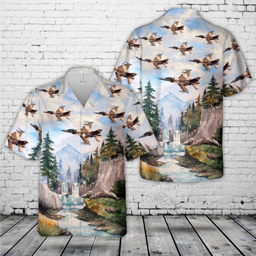 Air Force Hawaiian Shirt, US Air Force General Dynamics F-16C Fighting Falcon (401) Hawaiian Shirt, Air Force Aloha Shirt