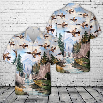 Air Force Hawaiian Shirt, US Air Force General Dynamics F-16C Fighting Falcon (401) Hawaiian Shirt, Air Force Aloha Shirt