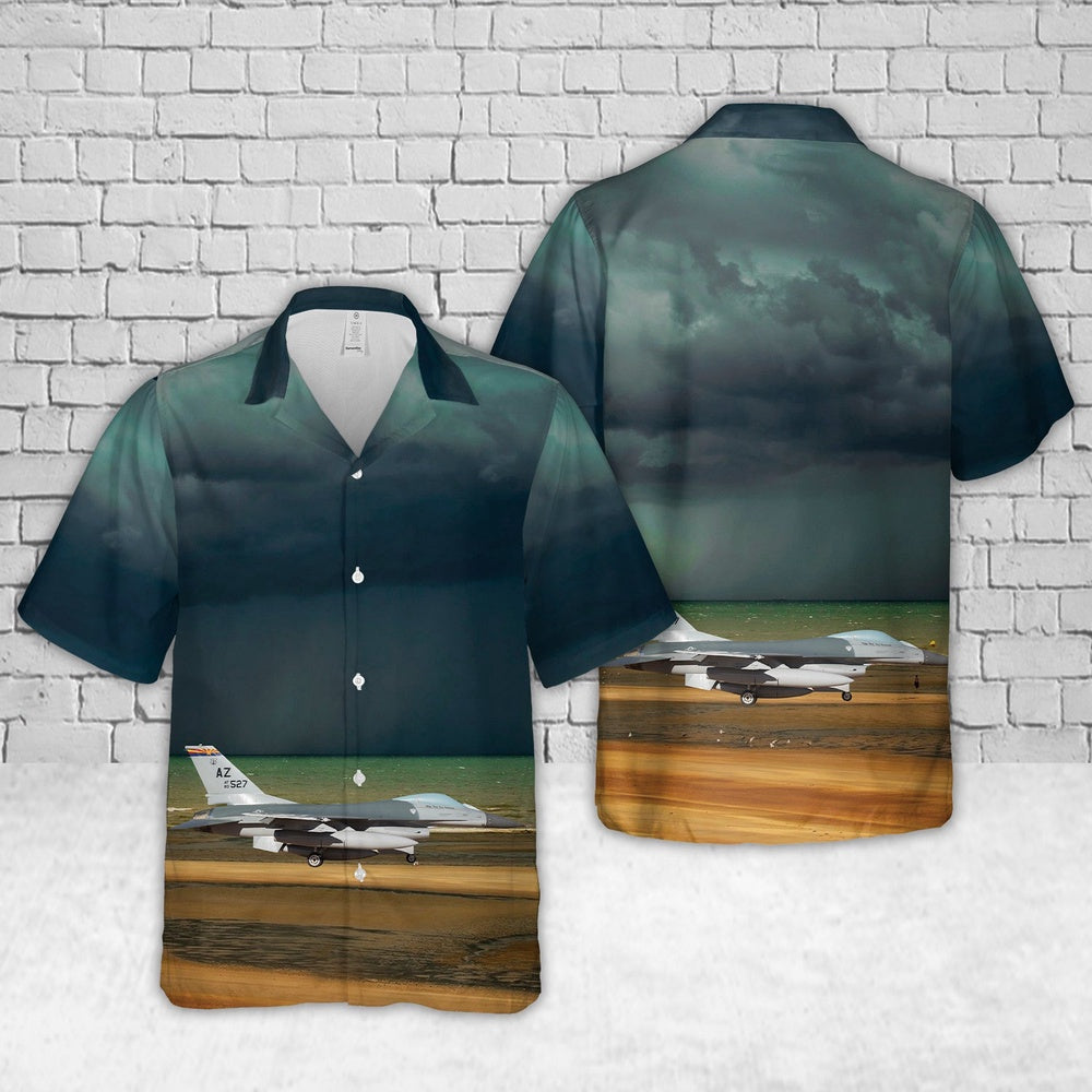 Air Force Hawaiian Shirt, US Air Force General Dynamics (Fokker) F-16A Fighting Falcon (401) Hawaiian Shirt, Air Force Aloha Shirt