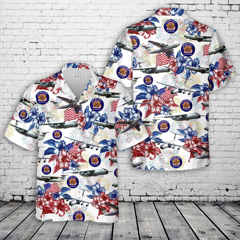 Air Force Hawaiian Shirt, US Air Force Hanoi Taxi Lockheed C-141 Starlifter Flag Hawaiian Shirt, Air Force Aloha Shirt